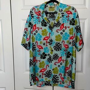 Lavish Flamingo button down tropical men’s shirt. 🦩